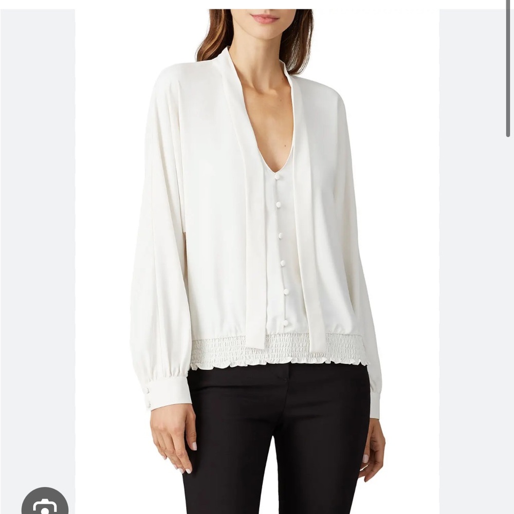 Amanda Uprichard Cream Blouse with Bow Detail